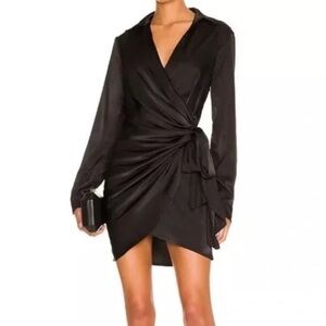 House of Harlow 1960 Black Long Sleeve Wrap Dress